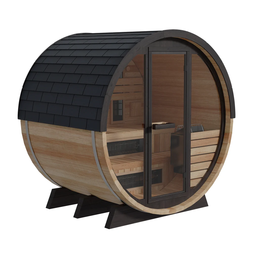 Finnmark FD-7 Outdoor Hybrid Infrared 4-Person Barrel Sauna Finnmark FD-7 Outdoor Hybrid Infrared 4-Person Barrel Sauna