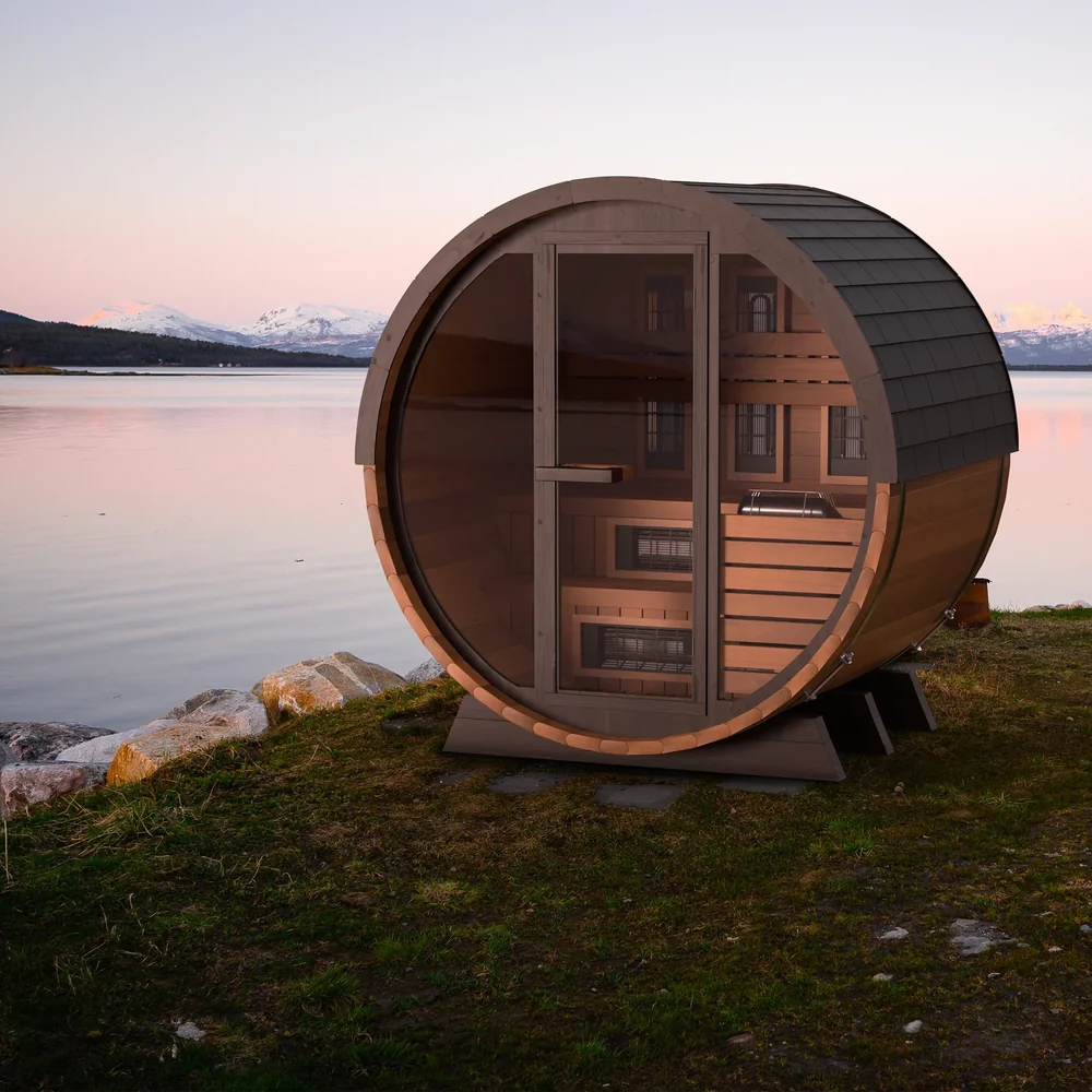 Finnmark FD-7 Outdoor Hybrid Infrared 4-Person Barrel Sauna Finnmark FD-7 Outdoor Hybrid Infrared 4-Person Barrel Sauna