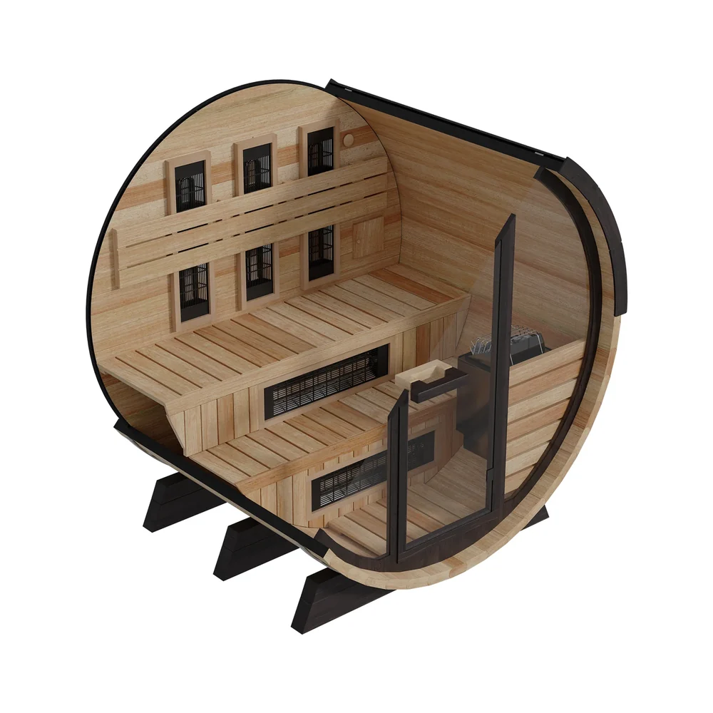 Finnmark FD-7 Outdoor Hybrid Infrared 4-Person Barrel Sauna Finnmark FD-7 Outdoor Hybrid Infrared 4-Person Barrel Sauna