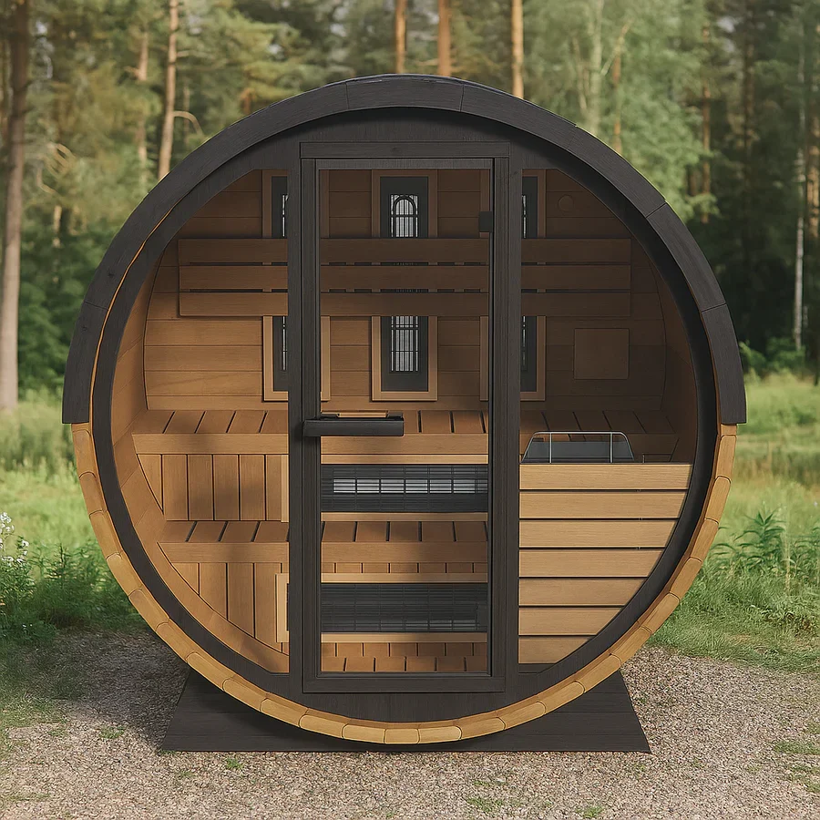 Finnmark FD-7 Outdoor Hybrid Infrared 4-Person Barrel Sauna Finnmark FD-7 Outdoor Hybrid Infrared 4-Person Barrel Sauna