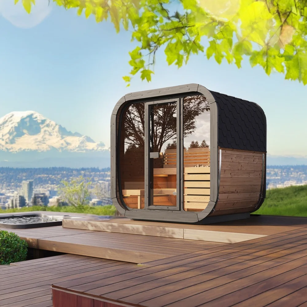 SaunaLife Model CL5G 4 Person Cube Series Outdoor Sauna SaunaLife Model CL5G 4 Person Cube Series Outdoor Sauna - Image 2