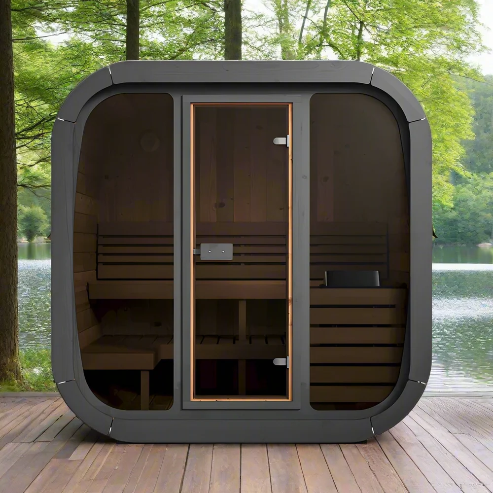 SaunaLife Model CL5G 4 Person Cube Series Outdoor Sauna SaunaLife Model CL5G 4 Person Cube Series Outdoor Sauna - Image 8