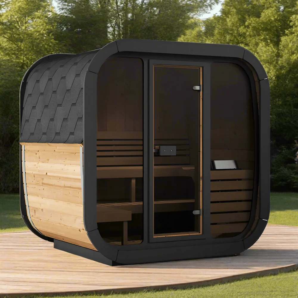 SaunaLife Model CL5G 4 Person Cube Series Outdoor Sauna SaunaLife Model CL5G 4 Person Cube Series Outdoor Sauna - Image 9