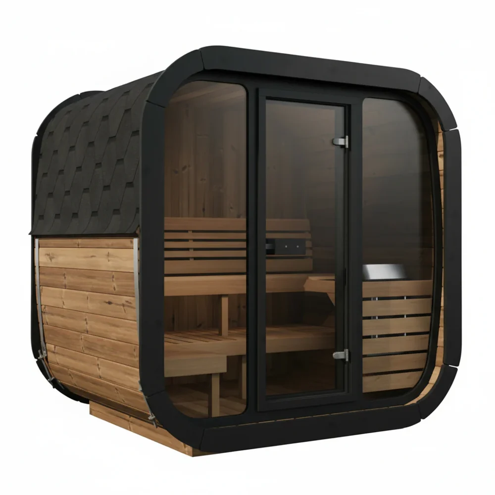 SaunaLife Model CL5G 4 Person Cube Series Outdoor Sauna SaunaLife Model CL5G 4 Person Cube Series Outdoor Sauna - Image 11