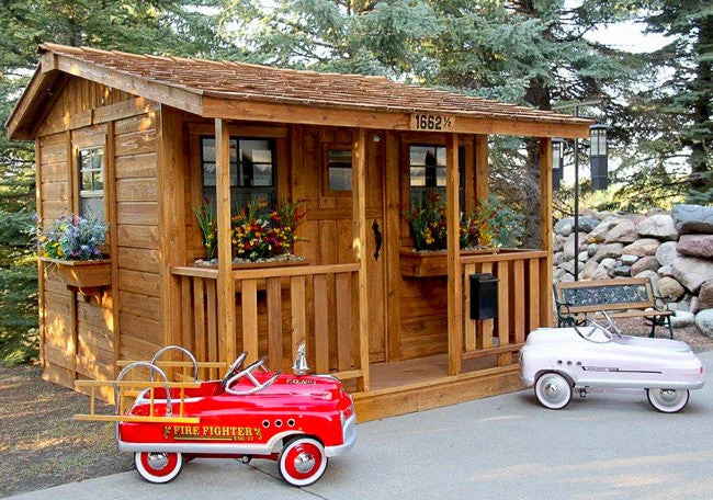 Cedar Cabin Playhouse Elevated with integrated sandbox by OLT Cedar Cabin Playhouse Elevated with integrated sandbox by OLT - Image 11