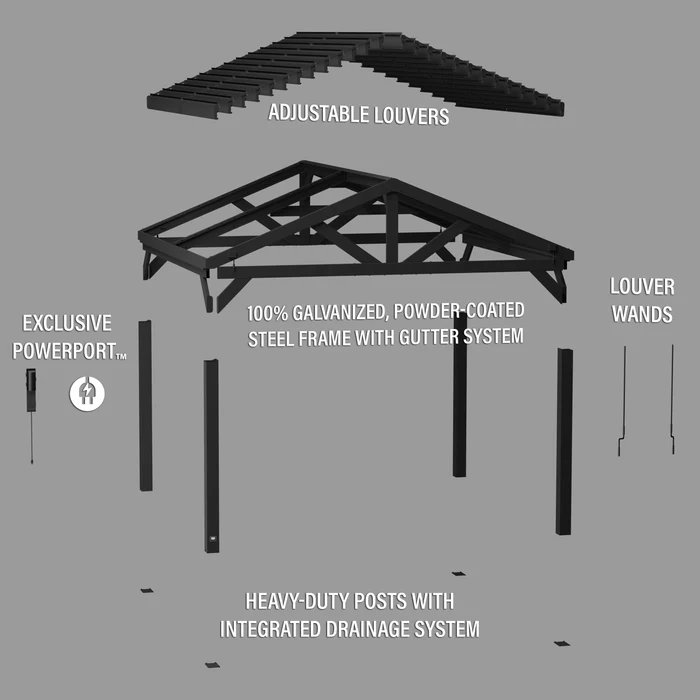 14x14 Ridgeline Steel Louvered Pergola 14x14 Ridgeline Steel Louvered Pergola - Image 2