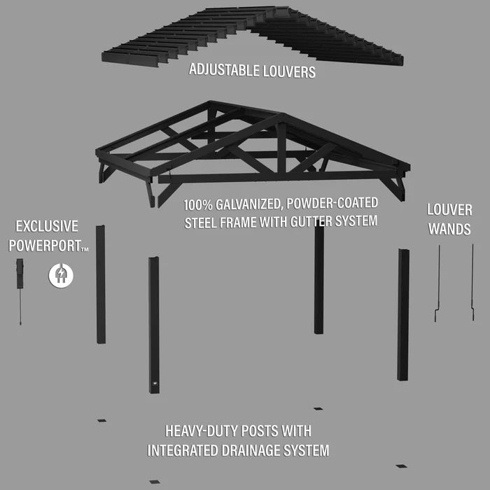 16x14 Ridgeline Steel Louvered Pergola 16x14 Ridgeline Steel Louvered Pergola - Image 2