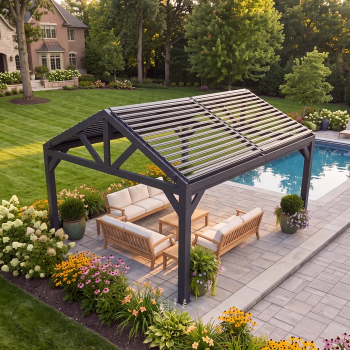 16x14 Ridgeline Steel Louvered Pergola 16x14 Ridgeline Steel Louvered Pergola - Image 8