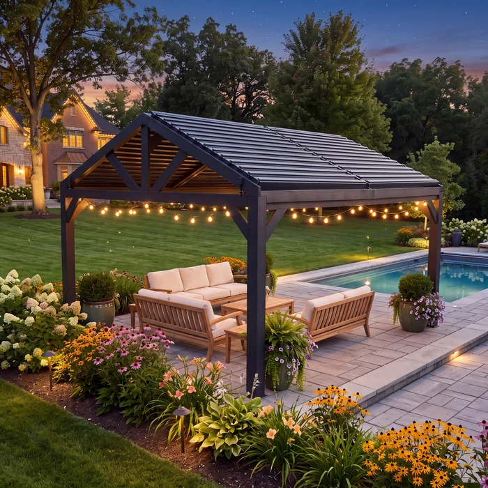 16x14 Ridgeline Steel Louvered Pergola 16x14 Ridgeline Steel Louvered Pergola - Image 3