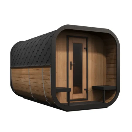 SaunaLife Model CL12GCP 8 Person Cube Series Luxury Outdoor Sauna Kit with Changeroom