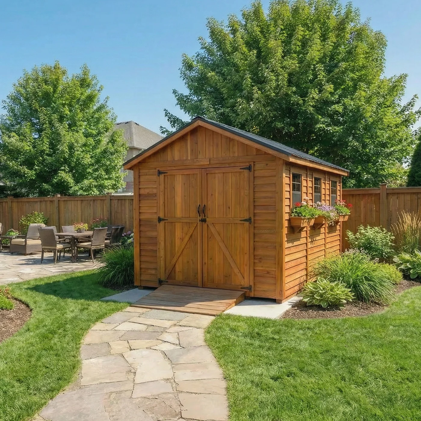 OLT 8x12 Cedar Double Door Storage Shed With Window OLT 8x12 Cedar Double Door Storage Shed With Window - Image 5