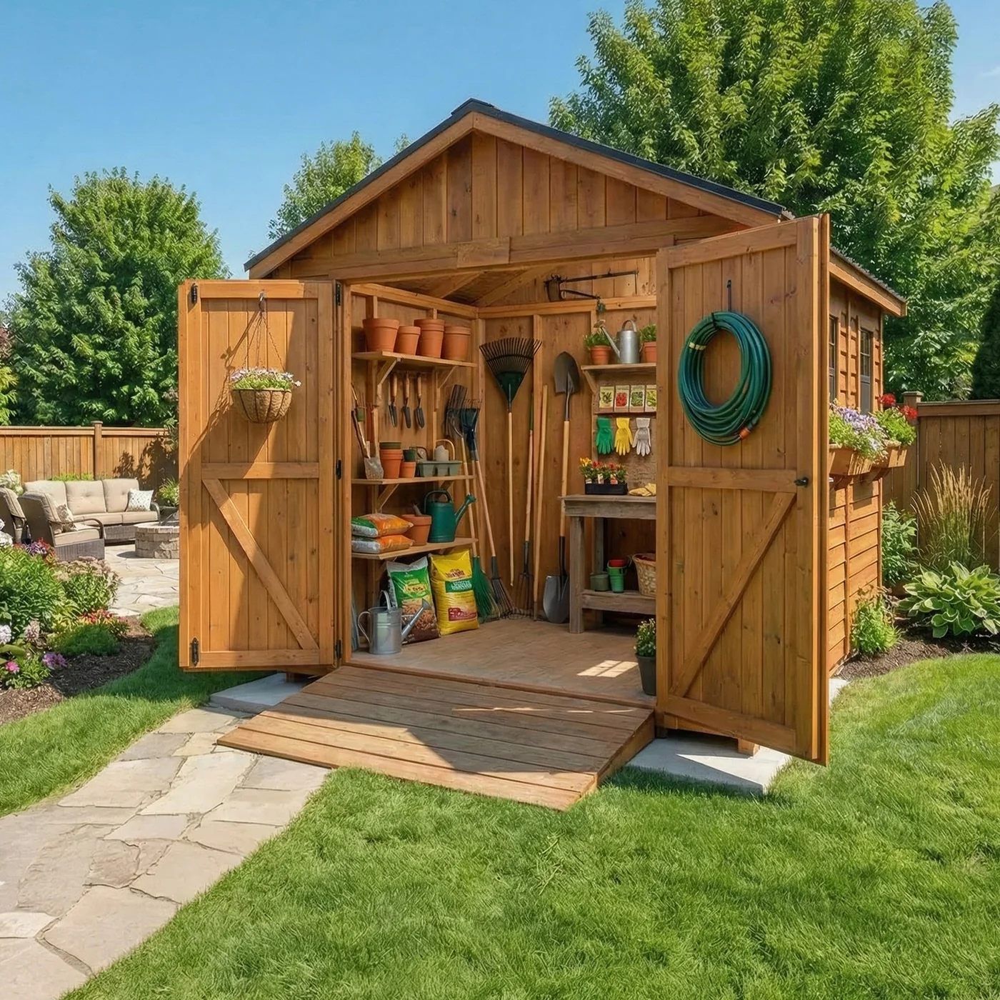 OLT 8x12 Cedar Double Door Storage Shed With Window OLT 8x12 Cedar Double Door Storage Shed With Window - Image 4