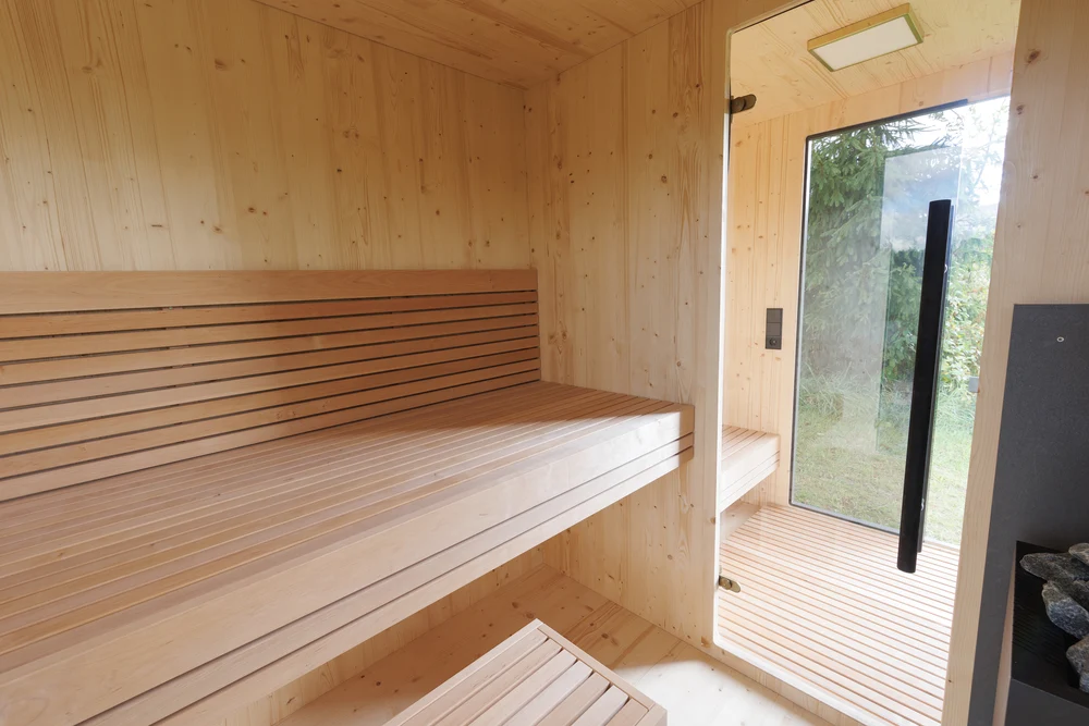 Genevas Zermatt Pre-Assembled Outdoor Sauna Cabin with Changeroom Genevas Zermatt Pre-Assembled Outdoor Sauna Cabin with Changeroom - Image 2